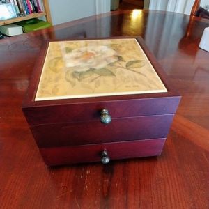 Croft & Barrow solid wood and ceramic jewelry box